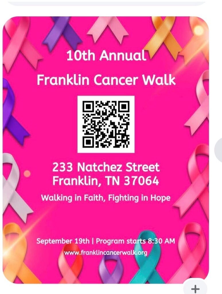 10th Annual Franklin Cancer Walk- SERVICES HOURS